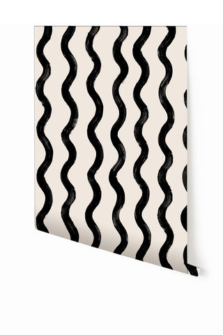 Cassette© Wallpaper in Black + Cremé