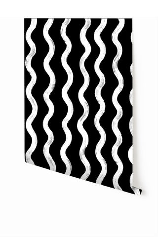 Cassette© Wallpaper in Charcoal Black