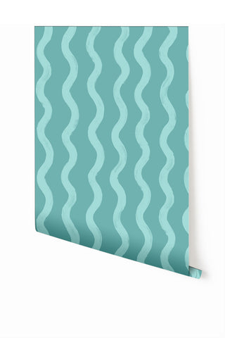 Cassette© Wallpaper in Lagoon