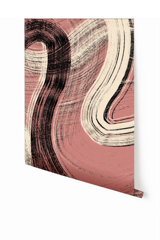 Sediment #1© Mural Wallpaper in Coral Rose