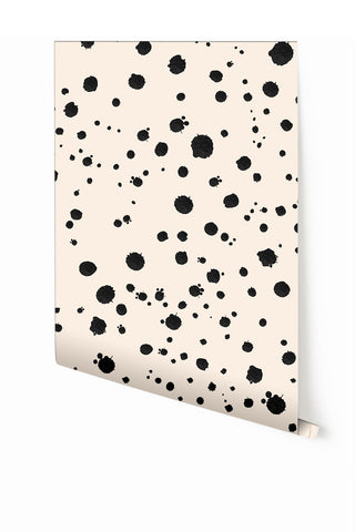 Ink Drop© Wallpaper in Black + Cremé