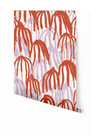 Kelp© Wallpaper in Lilac + Red