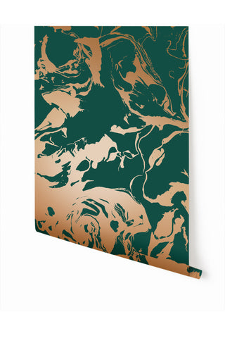 Marble© Wallpaper in Gold on Emerald