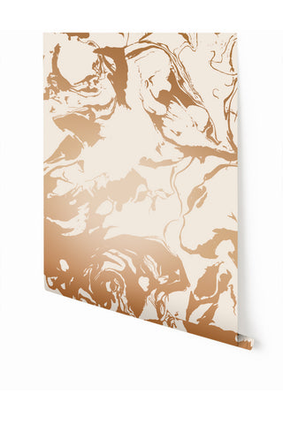 Marble© Wallpaper in Gold on White