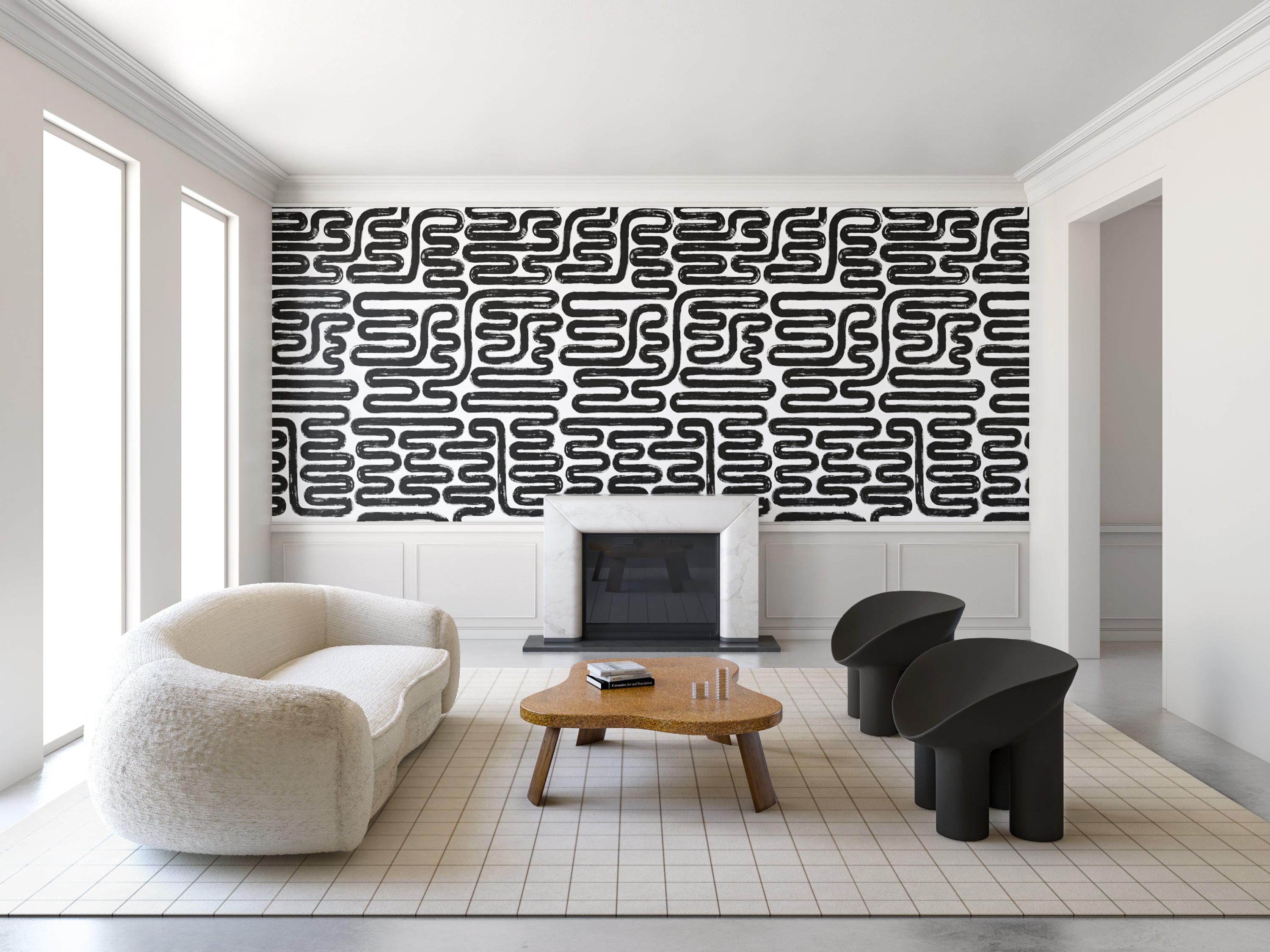 Pac-Man© Wallpaper in Black + White