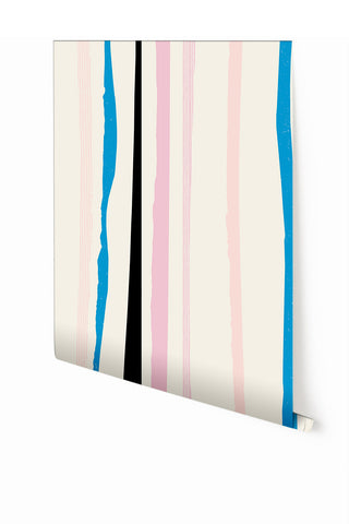 Longitude© Mural Wallpaper in Pink+Blue