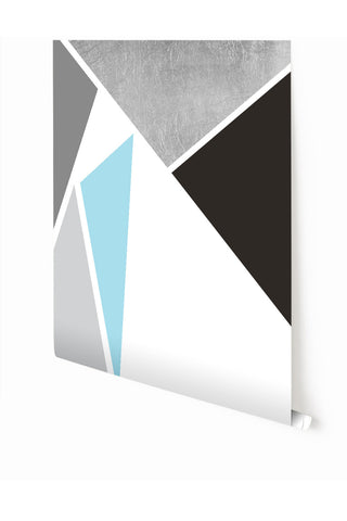 Prism© Wallpaper in Silver on Blue