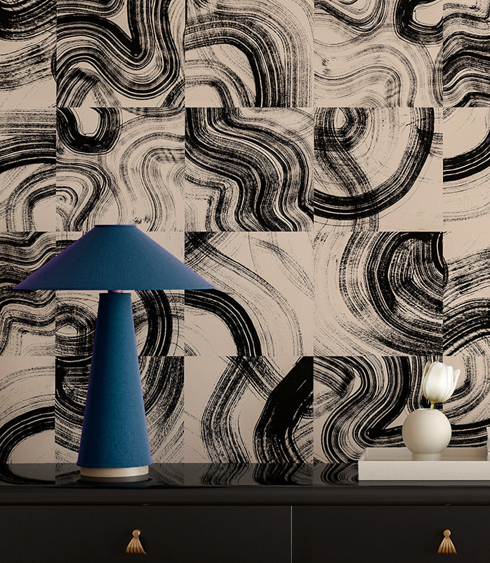 Sediment #3© Wallpaper in Black + Cremé