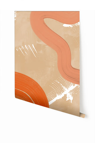 Untamed© Mural Wallpaper in Tangerine