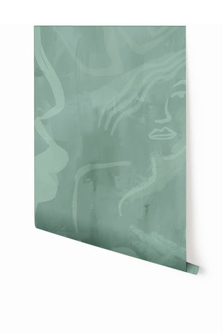 Famke© Mural Wallpaper in Teal