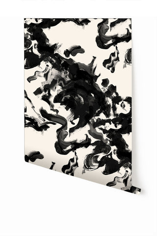 Tempest© Wallpaper in Black + Cremé