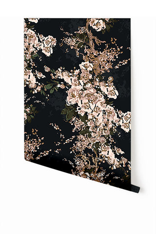 Prairie Fleur© Wallpaper in Vintage Black