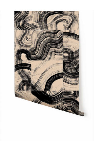 Sediment #3© Wallpaper in Black + Cremé